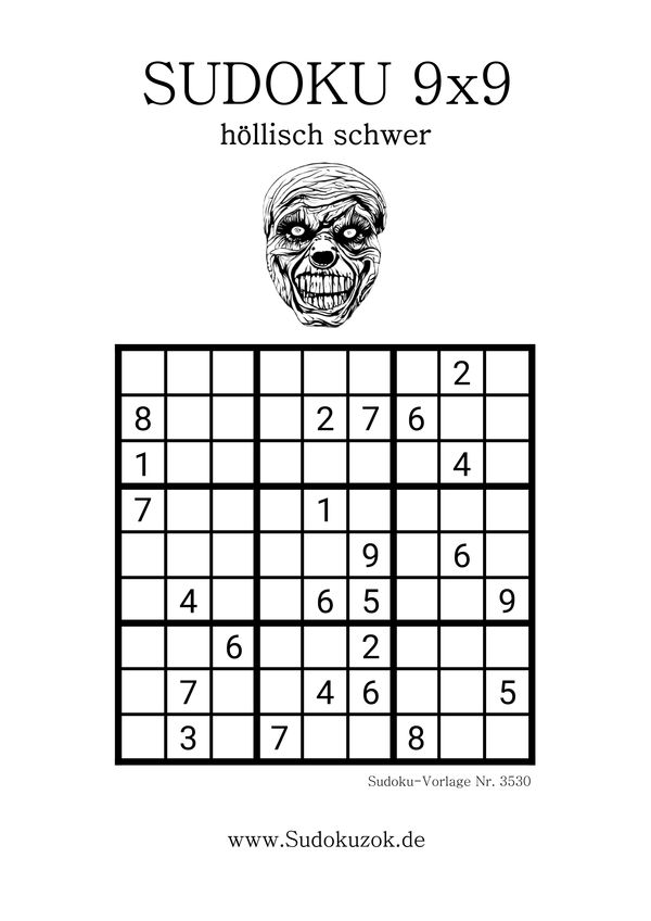Horror Sudoku schwer Erwachsene gratis