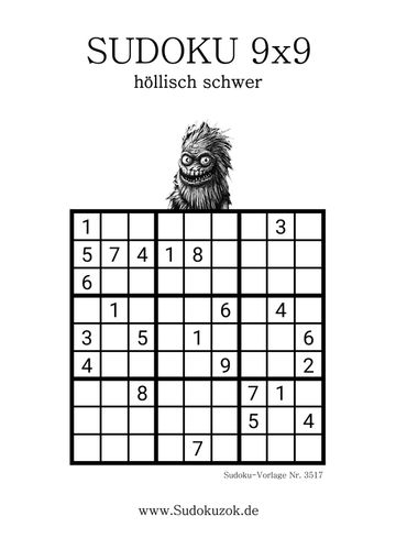 schwere Sudoku mit dem kleinen Monster