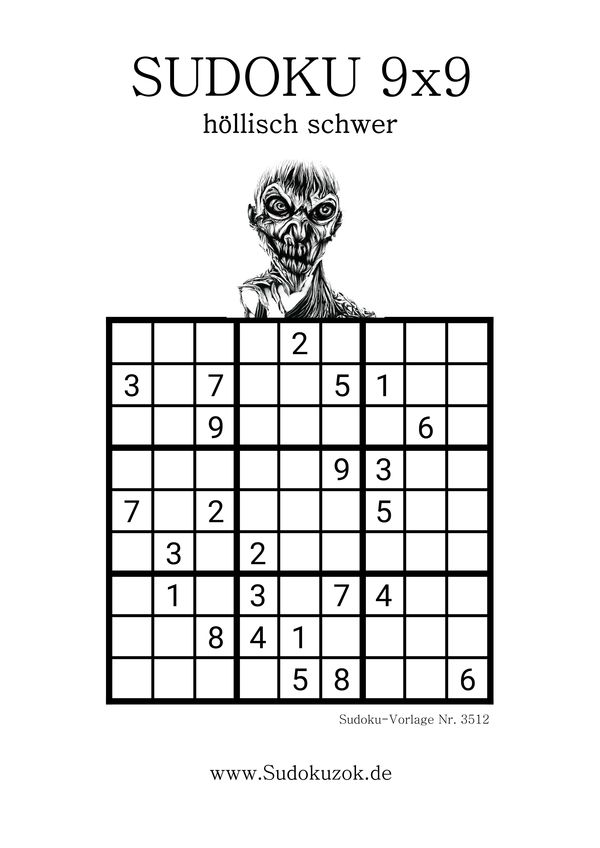 sehr schwere Zombie Sudoku mit Lösung