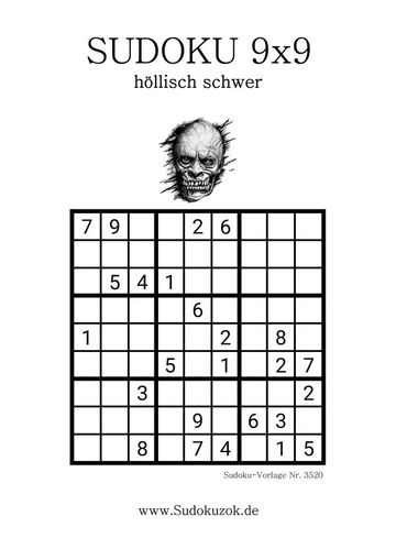 Sudoku 9x9 schwer höllisch für Profis