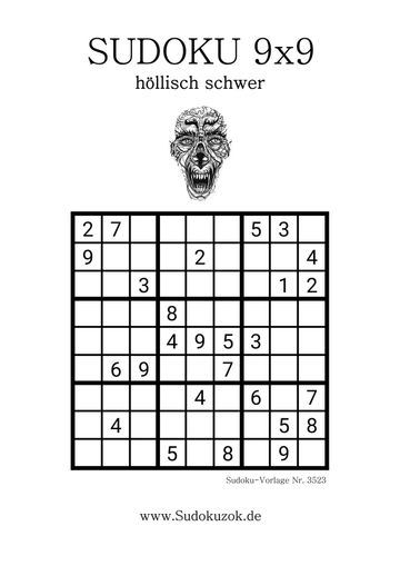 Sudoku 9x9 super schwere Profivorlage