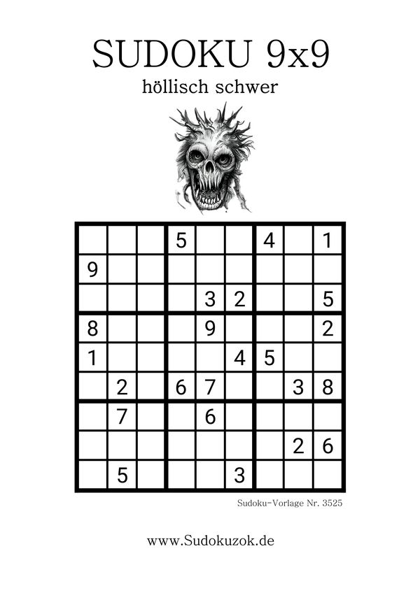 Sudoku-Hölle schwer mit Lösung