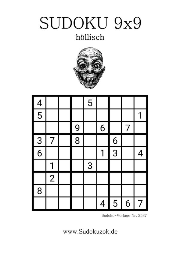 Sudoku höllisch monsterschwer freie Vorlage ausdrucken