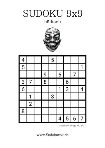 Sudoku höllisch monsterschwer gratis PDF vorlage drucken