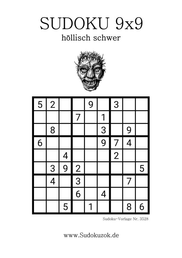 Sudoku höllisch schwer für Erwachsene