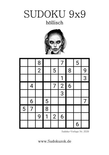 Sudoku höllisch Teufelsschwester PDF-vorlage zum Ausdrucken