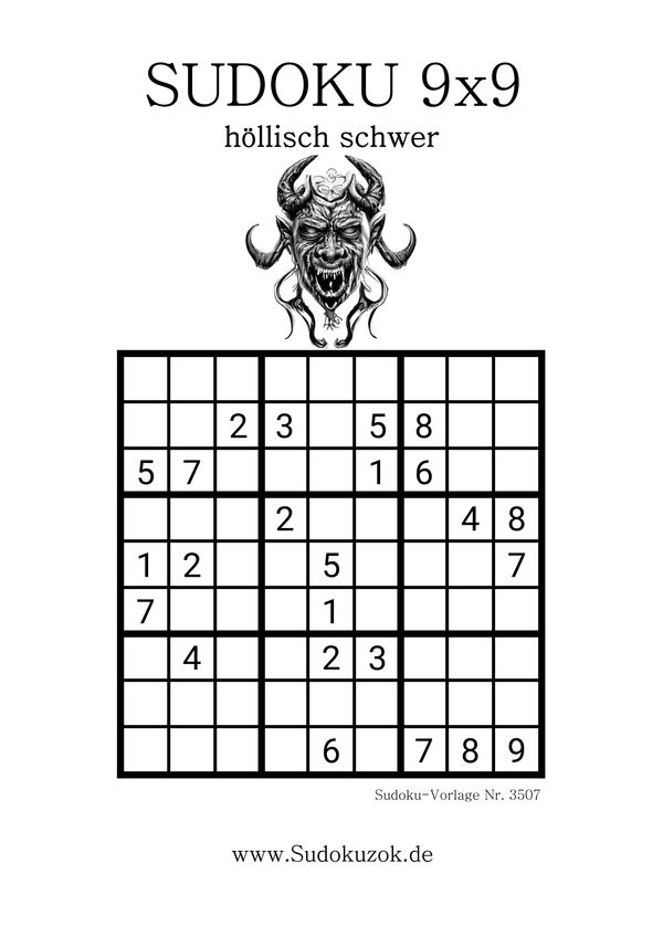 Sudoku Rätsel teuflisch schwer