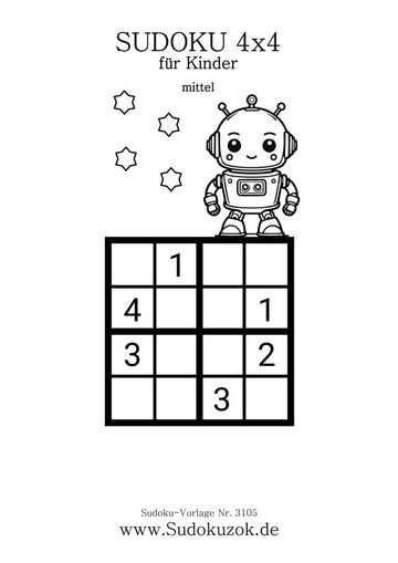 4x4 Kinder Sudoku mittel zum Drucken