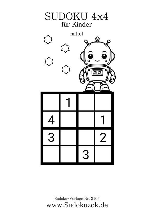 4x4 Kinder Sudoku mittel