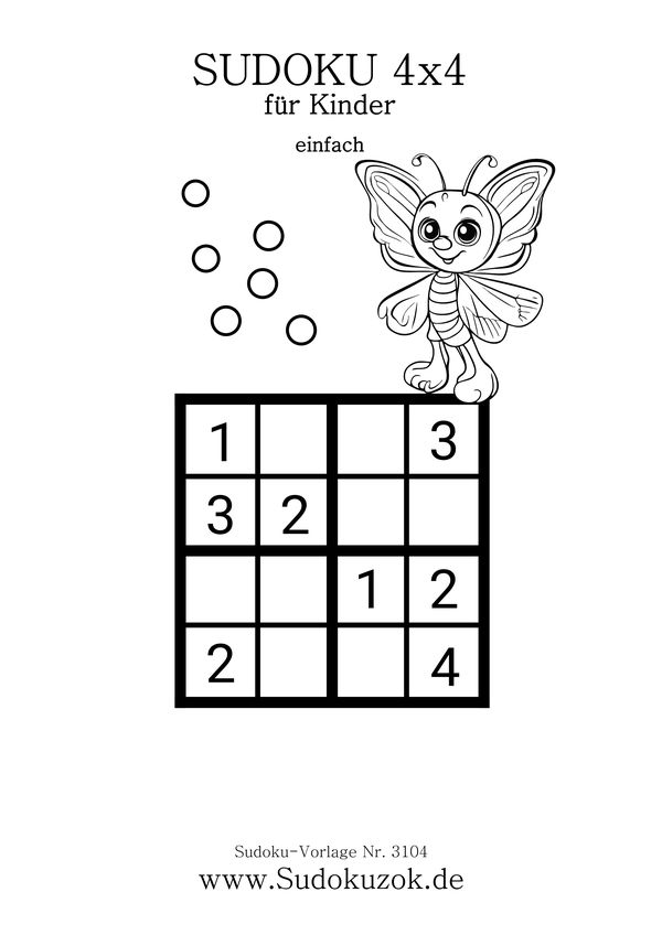 4x4 Kinder Sudoku sehr einfach