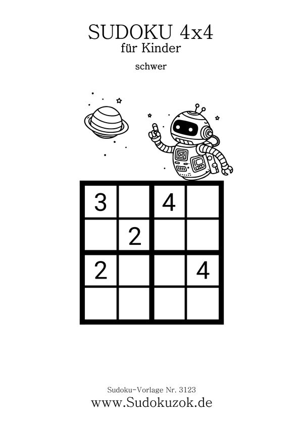 4x4 Sudoku für Kinder mit dem Roboter