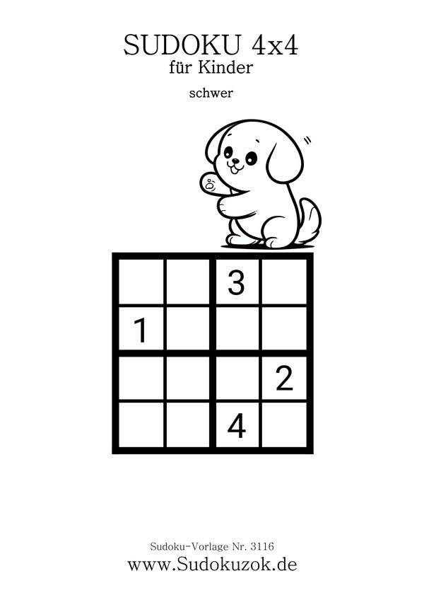 4x4 Sudoku schwer für Kinder