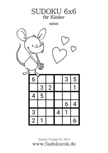 6x6 Sudoku für Kinder mit der Maus