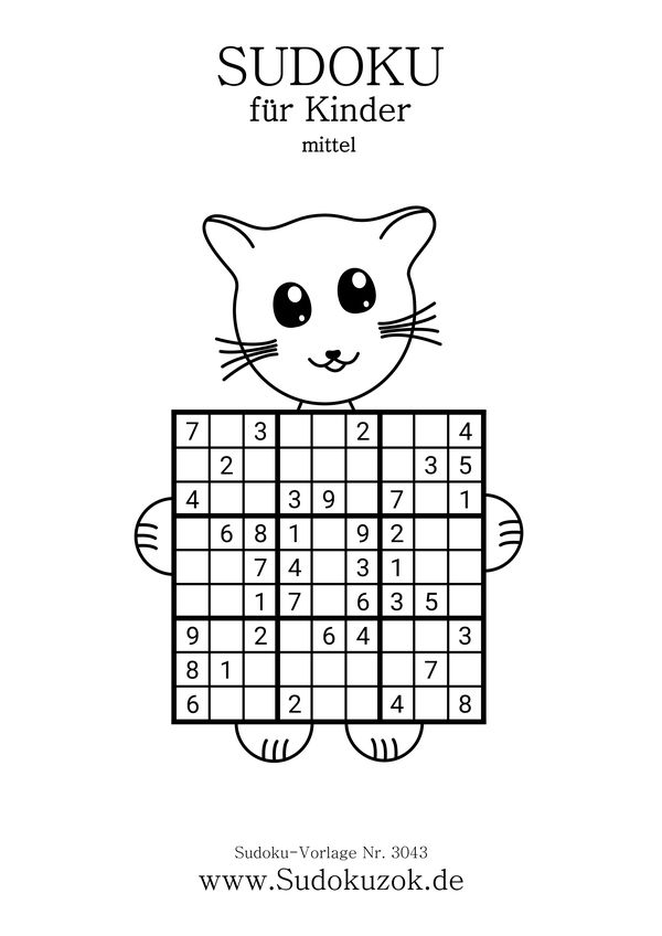 Katze Sudoku für Kinder
