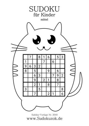 Katzen Sudoku für Kinderzum Ausdrucken