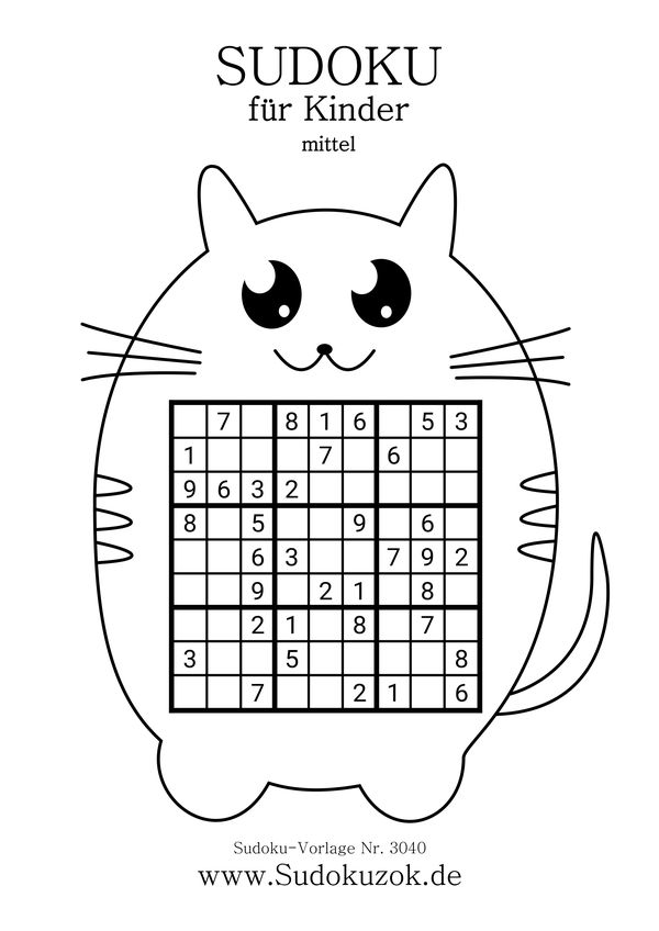 Katzen Sudoku Kinder mittel