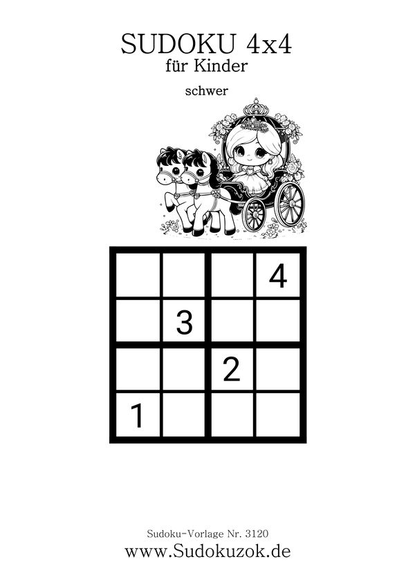 Kinder 4x4 Sudoku Prinzessin