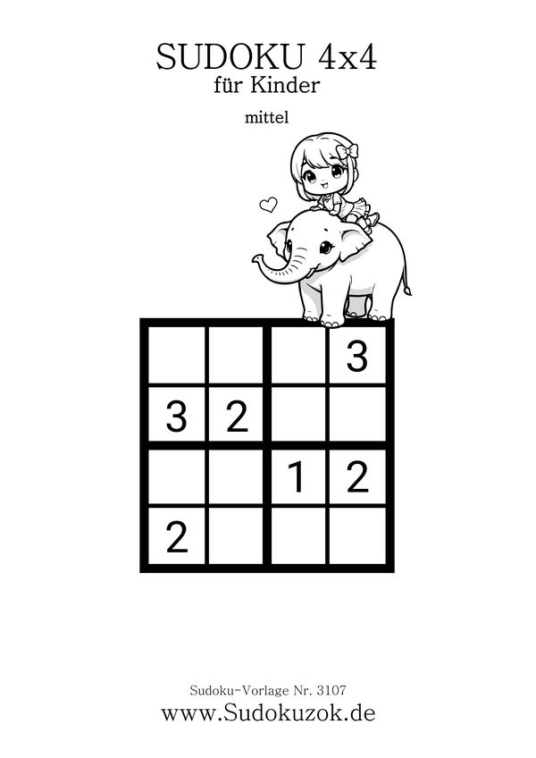 Kinder Mini Sudoku Elefant