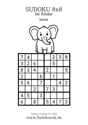 Kinder Sudoku 8x8 kostenlos drucken