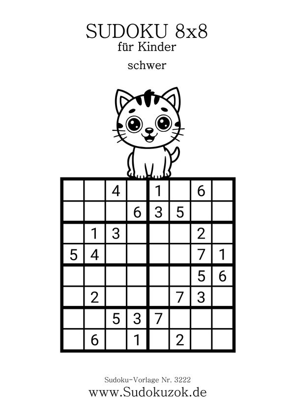Kinder Sudoku 8x8 schwer