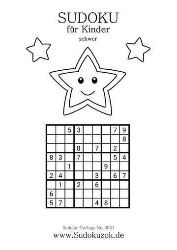 Kinder Sudoku schwer mit Lösung