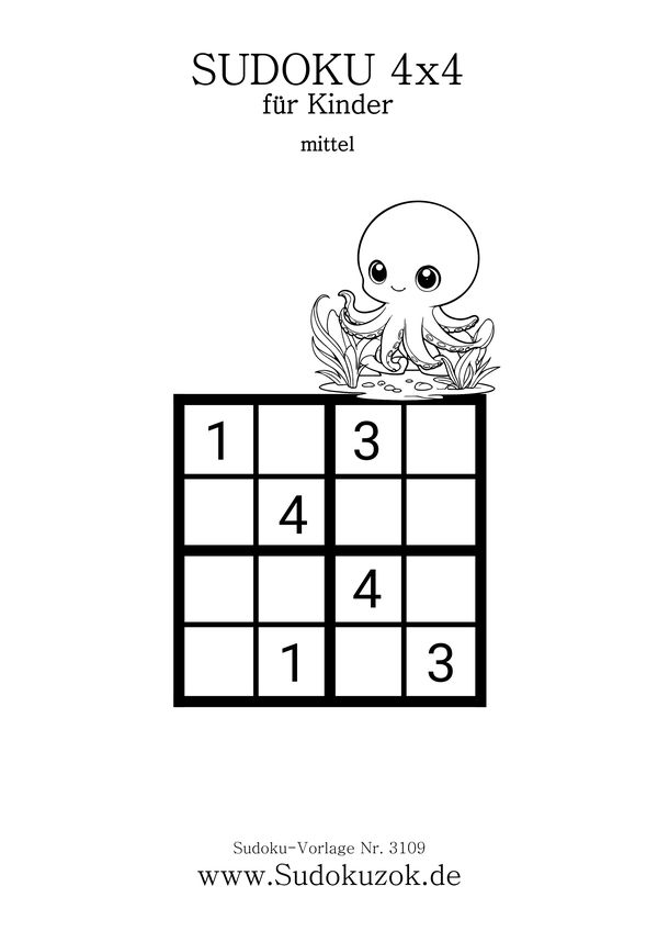 Mini Sudoku Kinder Oktopus