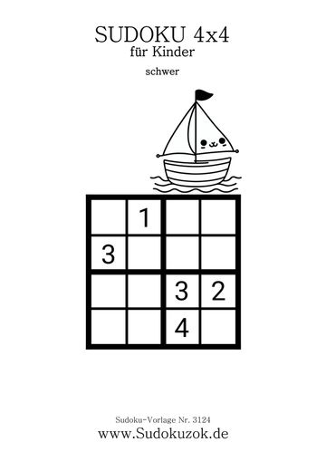 Mini Sudoku mit dem Segelboot - Kinderrätsel