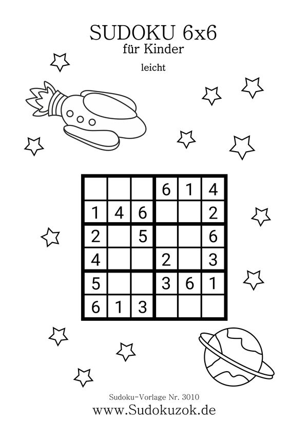 Sudoku 6x6 für Kinder leicht