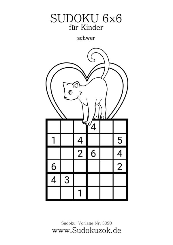Sudoku 6x6 schwer mit Lösung