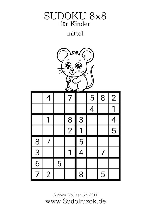 Sudoku 8x8 für Kinder Stufe mittel