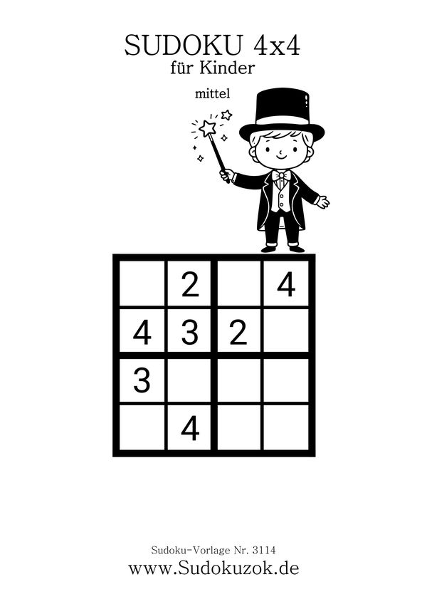 Sudoku für Kinder mit dem Zauberer