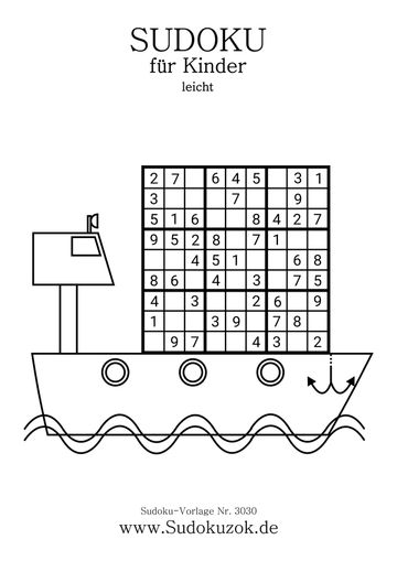 Sudoku Schiff Rätsel für Kinder leicht