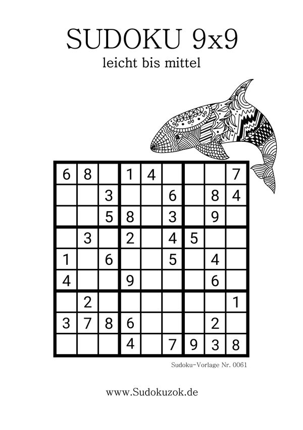 Sudoku 9x9 leicht mittel