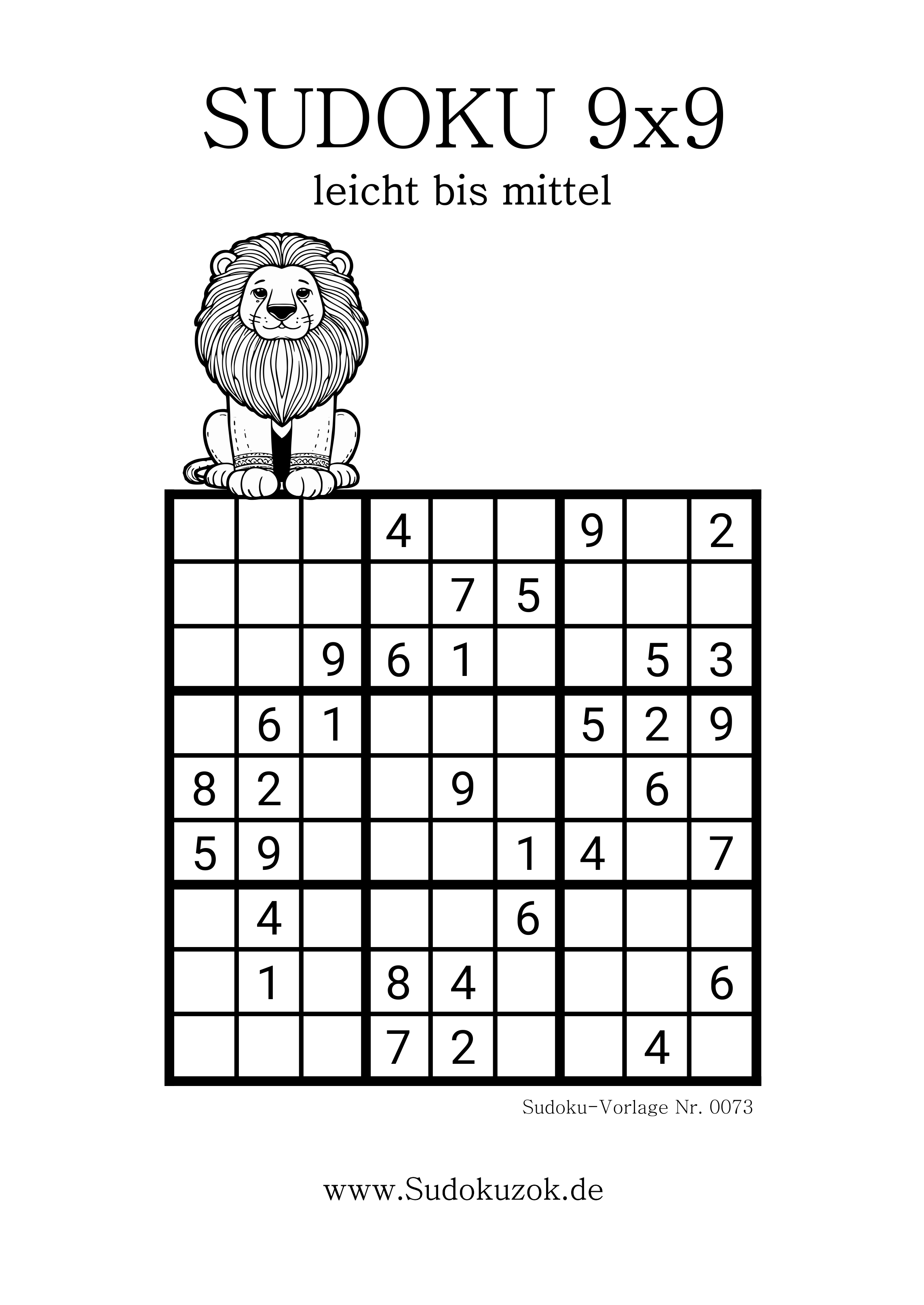 9x9 Sudoku Rätsel einfache kostenlos drucken