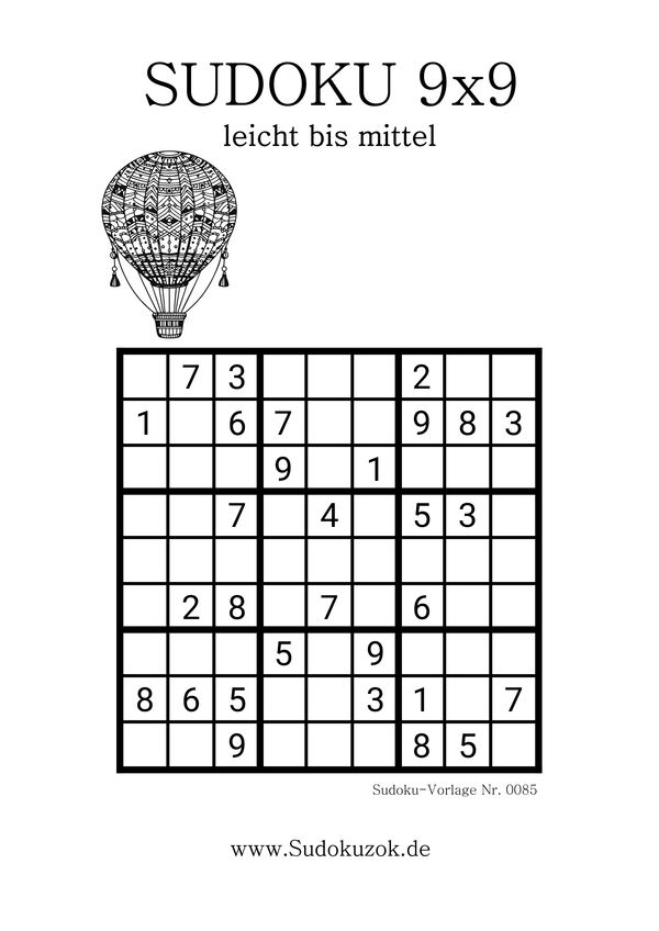 einfaches Sudoku Rätsel zum Ausdrucken