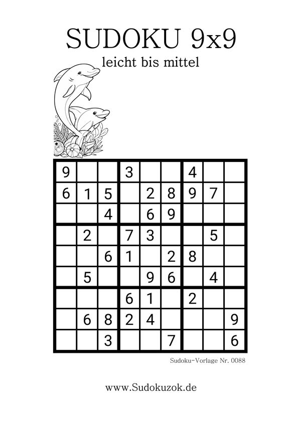 Leichte Sudoku PDF-Vorlage mit Lösung
