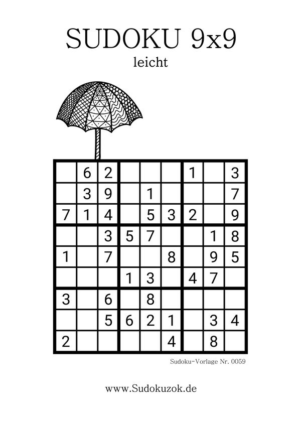 leichtes sudoku 9x9 mit Lösung