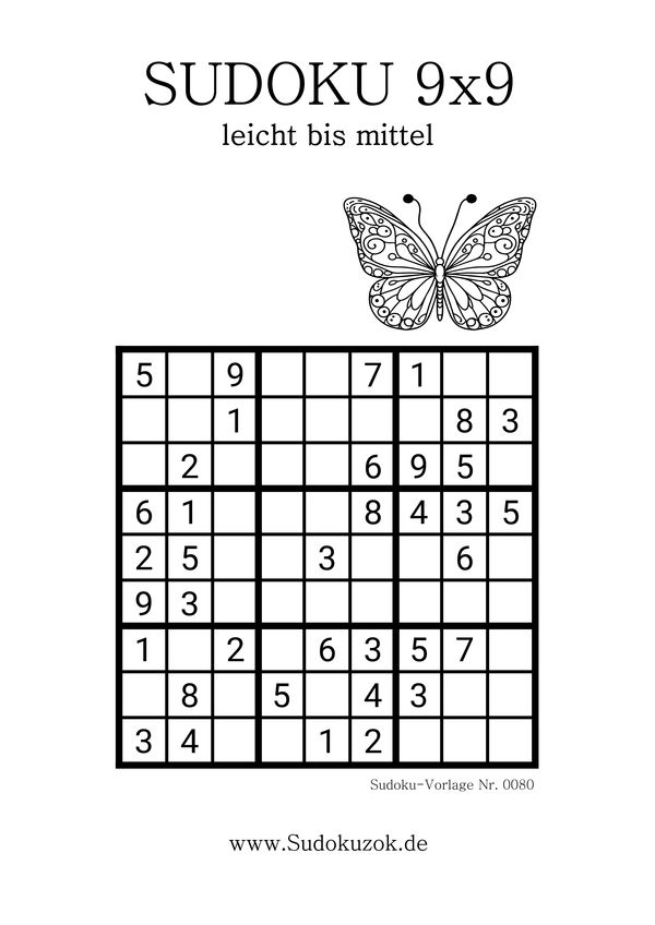 Sudoku 9x9 Schwierigkeitsgrad einfach kostenlos