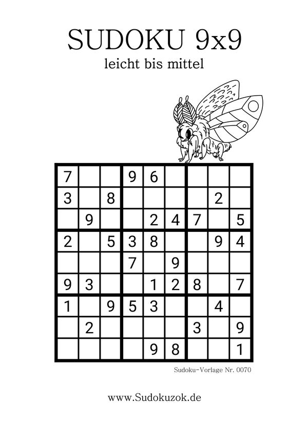 Sudoku einfache Stufe zum Drucken mit Lösung