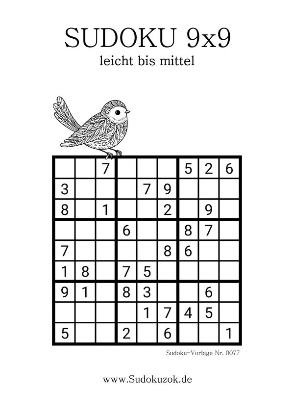Sudoku einfache Vorlage zum Ausdrucken mit Lösung gratis