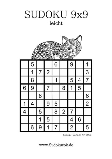Sudoku Vorlage 9x9 - leicht