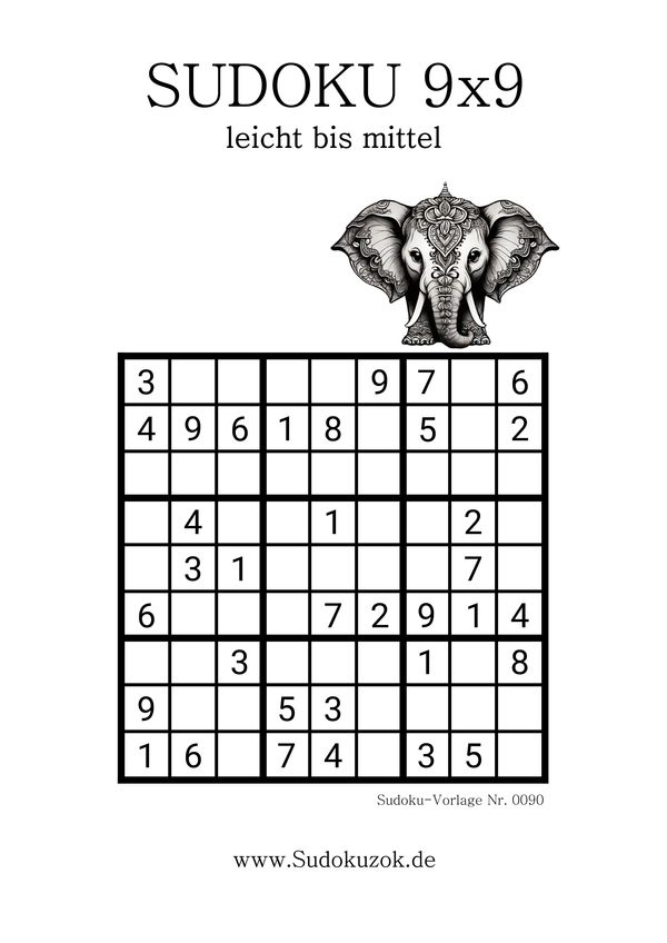 Sudoku-Rätsel mit dem Elefanten