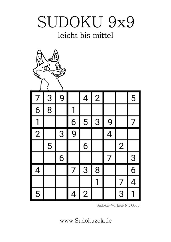 Sudoku Rätsel Stufe mittel leicht zum Ausdrucken