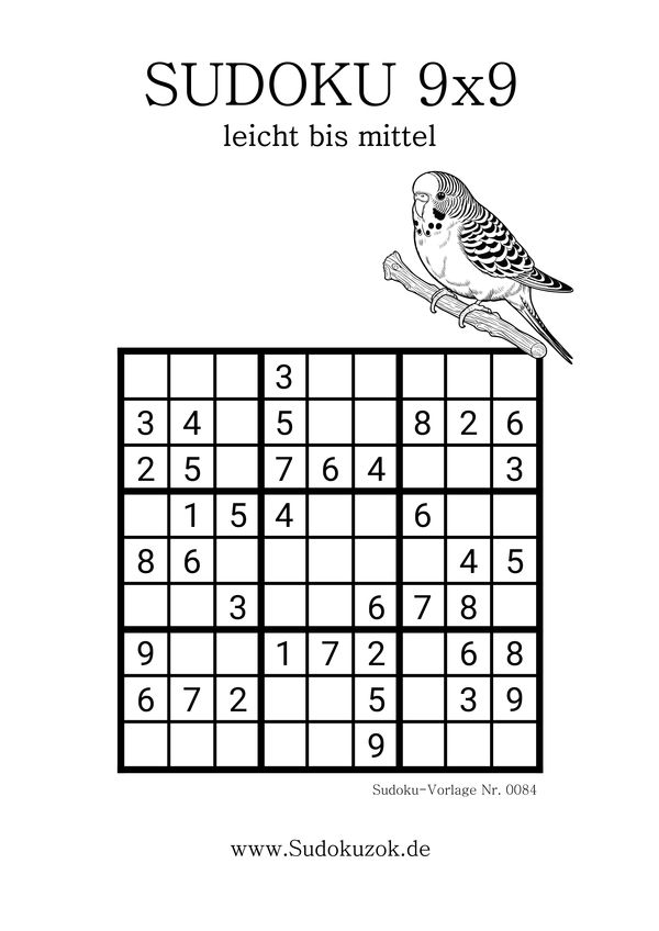 Sudoku Rätsel mit unserem Rate-Wellensittich