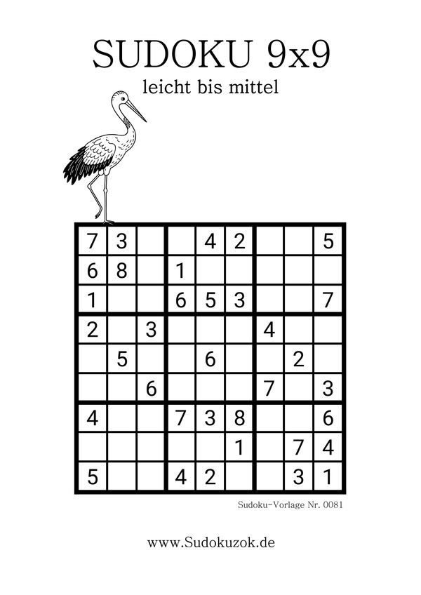Sudoku Vorlage leicht zu lösen