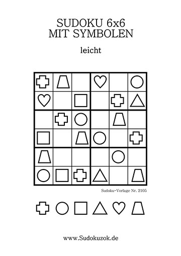 Sudoku 6x6 mit Symbolen zum Ausdrucken