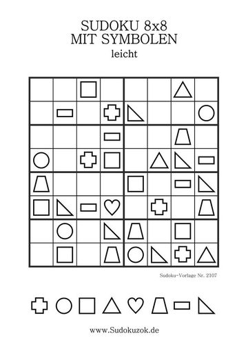Sudoku 8x8 mit Symbolen plus Lösung kostenlos