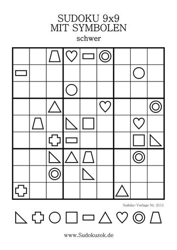 Sudoku 9x9 kostenlos mit Bildern schwer