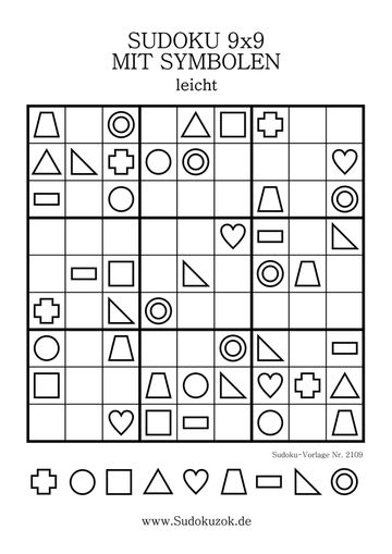 Sudoku 9x9 mit Symbolen zum Ausdrucken kostenlos