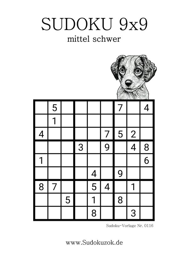 9x9 Sudoku Rätsel Stufe mittel
